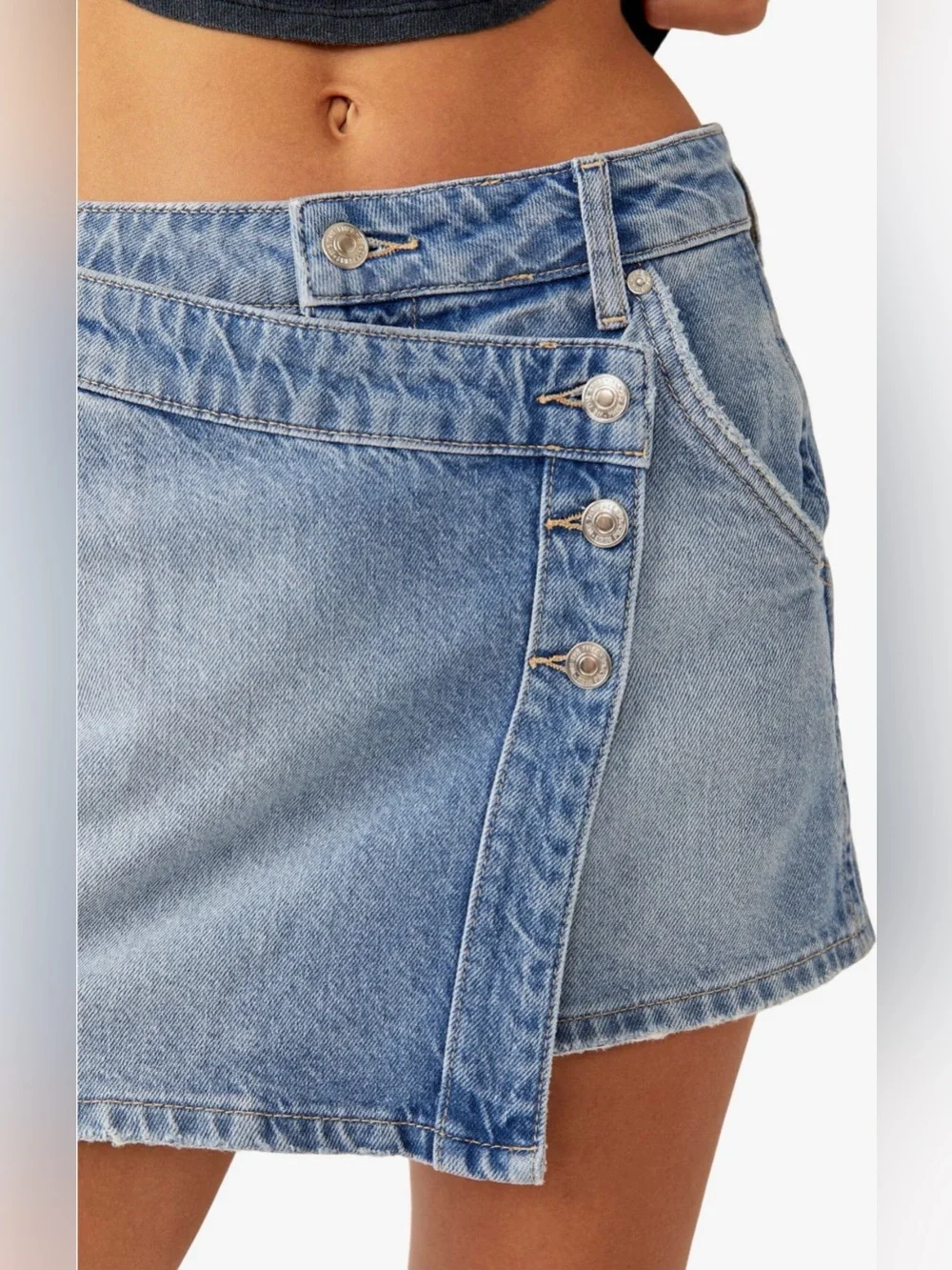 Free People Light Blue Denim Mini Skort